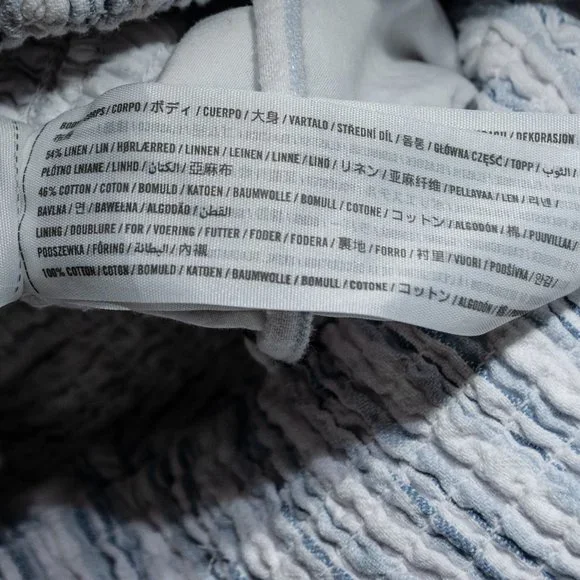 Abercrombie & Fitch Linen Blend Jumpsuit Juniors XL White Blue Sleeveless AA08X - Picture 6 of 6